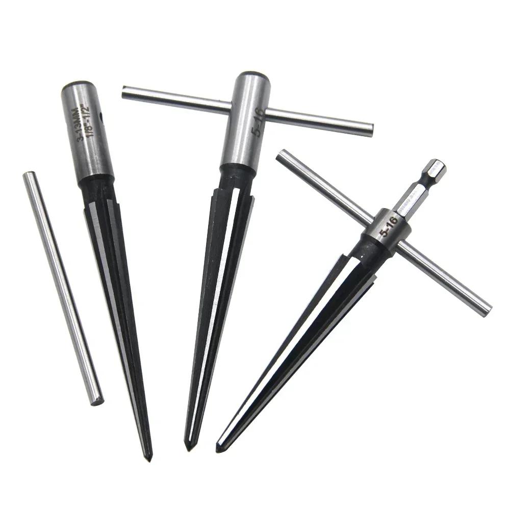 New 1/8-1/2 (3-13mm) 5-16 Taper Reamer Chamfer Open Countersunk Cutting Tool Hexagon Shank Tool Hand Taper Ream Drill