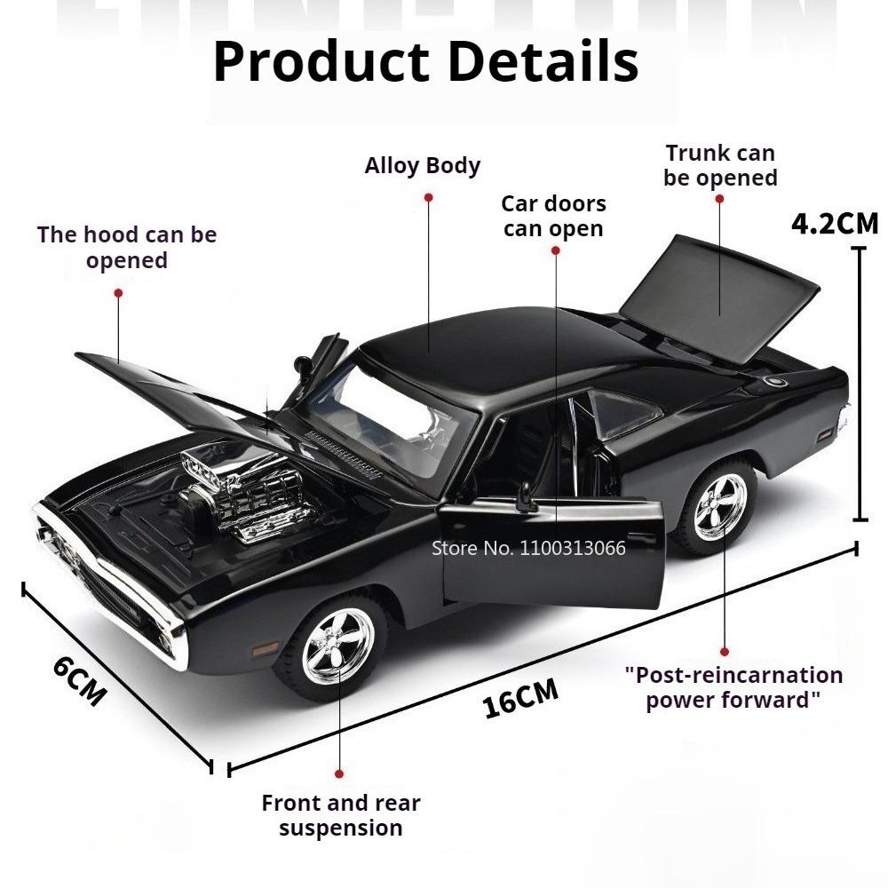 1:32 Charger Model Toy Cars Metal Diecast Rubber Tires Exquisite Interior Pull Back Doors Opened Office Sports Car Decorations