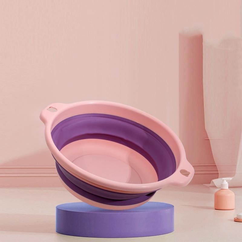 

Large Portable Folding Washbasin: Thickened Round Foot Bath & Laundry Basin for Dorms