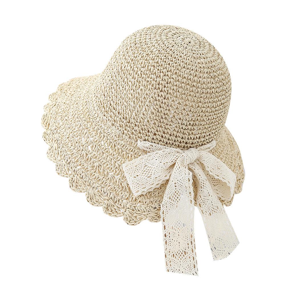 Straw hat women's summer parent-child bucket hat summer thin woven straw hat women's beach big brim girls hat