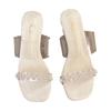 Beautiful High-heeled One-word Slippers for Women's Summer Wear 2025 New Fashion Fairy Style Transparent Thick-heeled Cool Slippers Female Tide