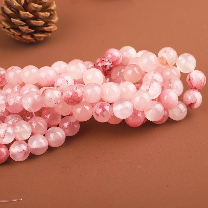 Optimized Blood Red Jade Round Beads - Natural Stone Loose Floral Additive Beads.