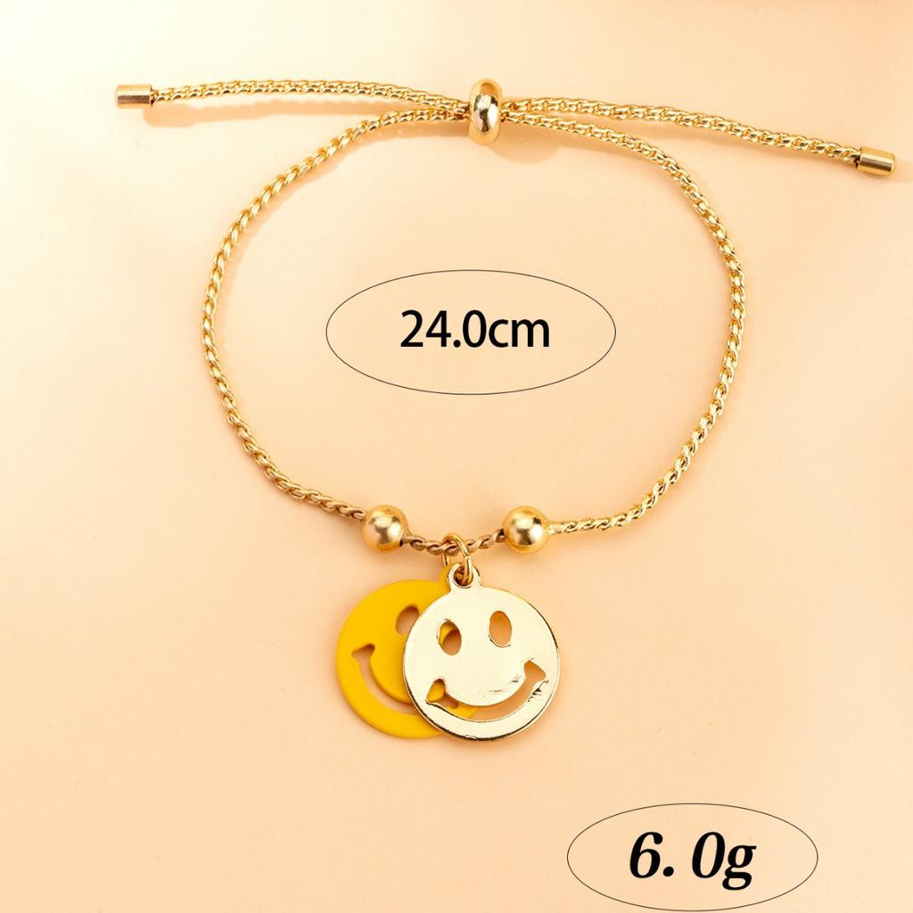 New summer cute cartoon double-layer smiley face temperament Jane girlfriend adjustable less bracelet