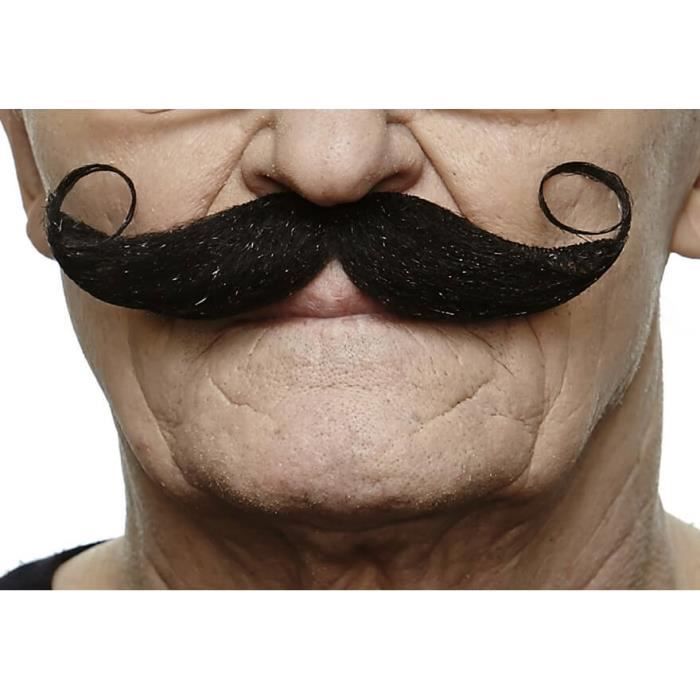 Moustache frisée française noire - Accessoire de déguisement pour adulte