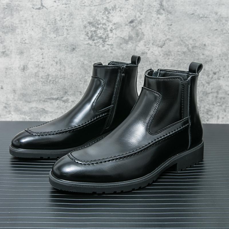 FashionHigh End Brand Men's Chelsea Boots Pointed High Top Shoes Men's Banquet Dress Boots Winter Ankle Boots Groom's Wedding Shoes