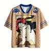 Harajuku Japanese-style Pattern 3D Print Sports Quick-dry Breatha V-neck T-shirt Outdoor Street Casual Fashion Tee
