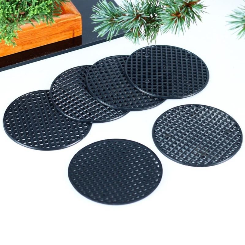 100Pcs Plant Pots Hole Mesh Pads Garden Flower Pots Mesh Mat Bonsais Bottom Grids Pads Round Drainage Mesh for Plant Pots