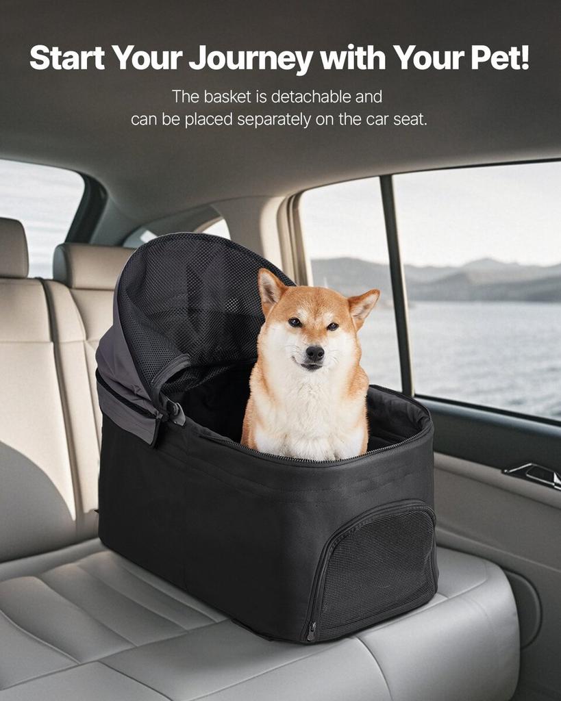 Pet Stroller Foldable 4 Wheels Dog Stroller Detachable Carrier Up To 35lbs