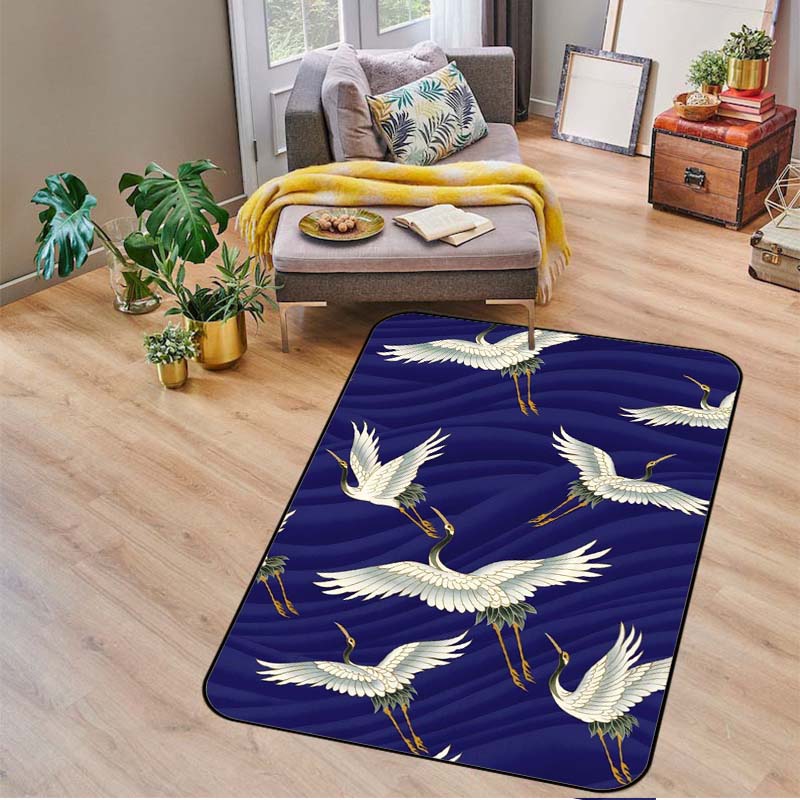 Luxury Japanese Crane Rugs Area Rug Floor Mat for Bedroom Living Room Kitchen Doormats Home & Office Decor