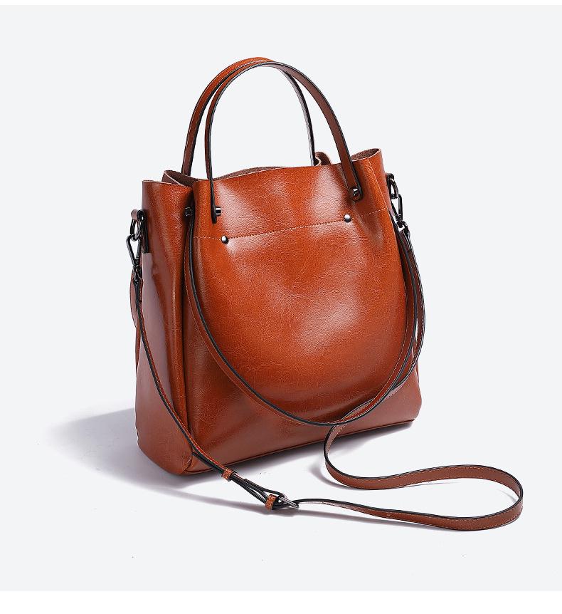 2025 Cowhide Women's Versatile Handbag, Genuine Leather Commuter Shoulder Bag - European/American Style, Large Capacity, High-End Feel