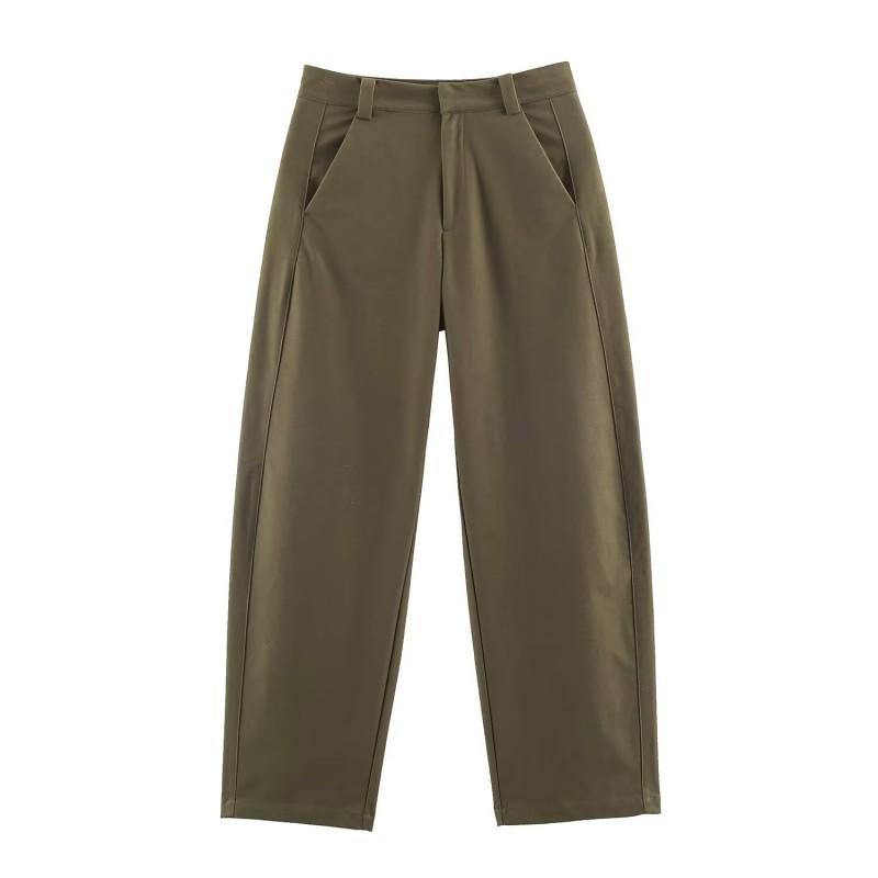 Womens High-Waisted Wide-Leg Bucket Pants Loose Fit Casual Trousers Office Daily Wear