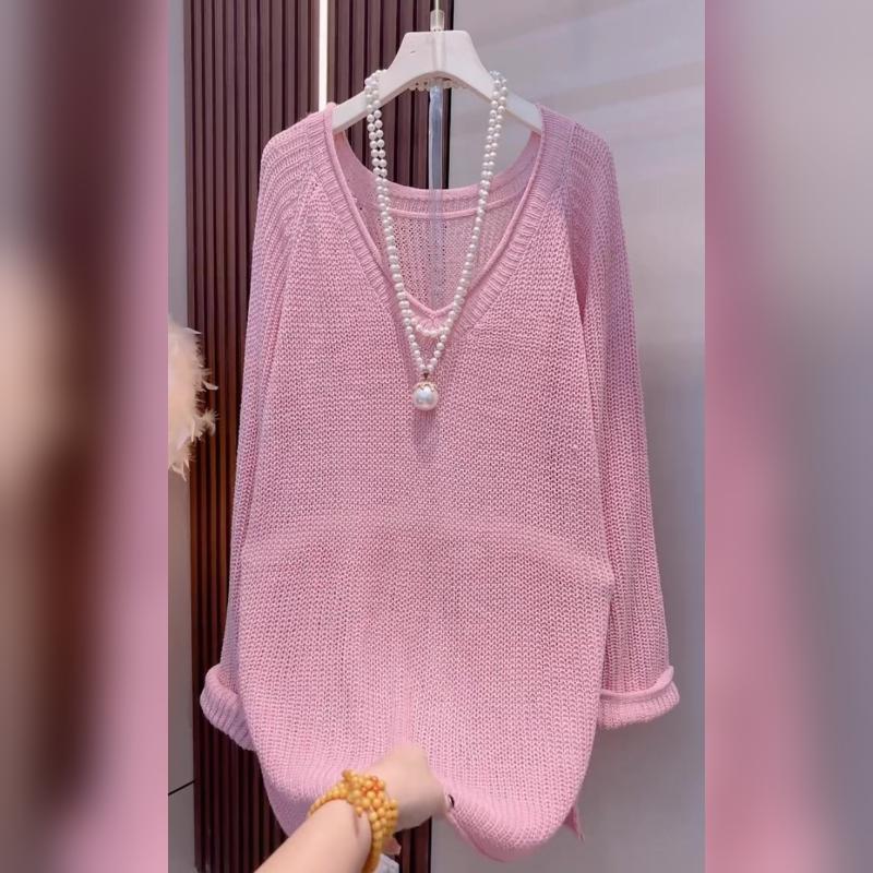 Maglia da Donna Autunno Inverno Nuovo Design Senso Casual Larga Temperamento Dimagrante Lavorata a Maglia Colore Unico Top Versatile