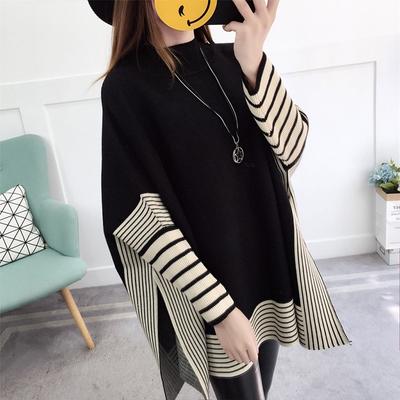 Automne et hiver femmes tricots Cape manches chauve-souris pull polyvalent châle femmes hauts grande taille haut ample
