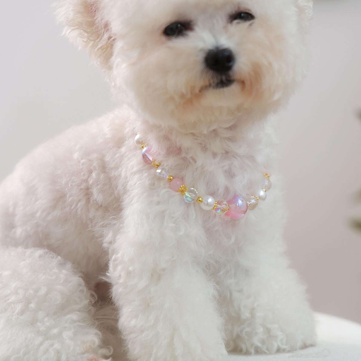 Pet Supplies Dog Cat Necklace Jewelry Pet Accessories Baby s Breath Crystal Pearl Necklace