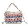 Tulip handmade DIY woven bag, cloth strip material bag, homemade pearl portable messenger bag, gift for girlfriend
