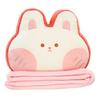 Cartoon Animal Pillow and Blanket: Cute Rabbit, Panda, Pig, Frog Design for Home, Office, or Car Naps