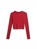 Retro Lace Hem Long Sleeve Spicy Girl Fitted Top