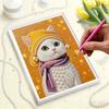 Handmade DIY Pearl Painting The Cat Wearing A Hat Theme Bedroom Living Room Frameless Diy Handmade Sticky Diamond Creative Canvas Painting