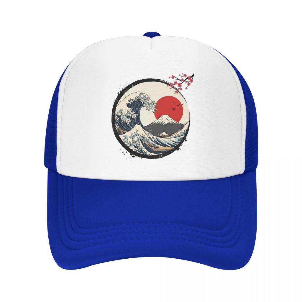 Japanische Wellen Hokusai Trendige Baseballkappen Netzmützen Verstellbare Mode Unisex Damenkappen