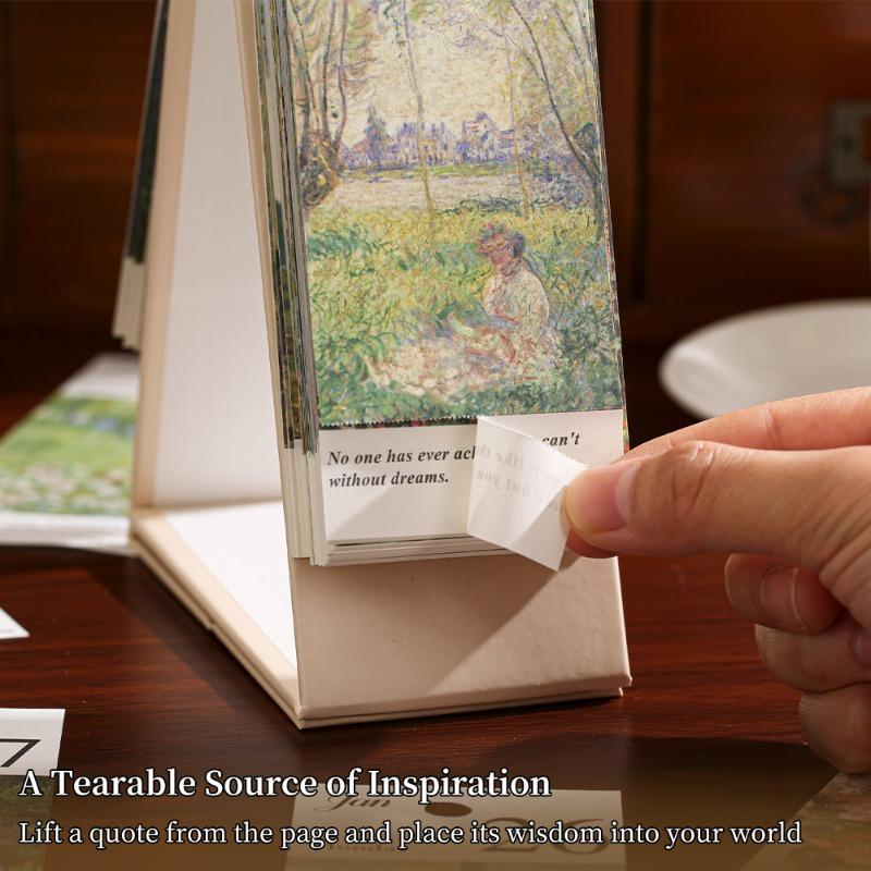 2026 Oil Painting Calendar Desk Art - Vintage One-Way Tear-off Page, Exam Countdown & Daily Planner