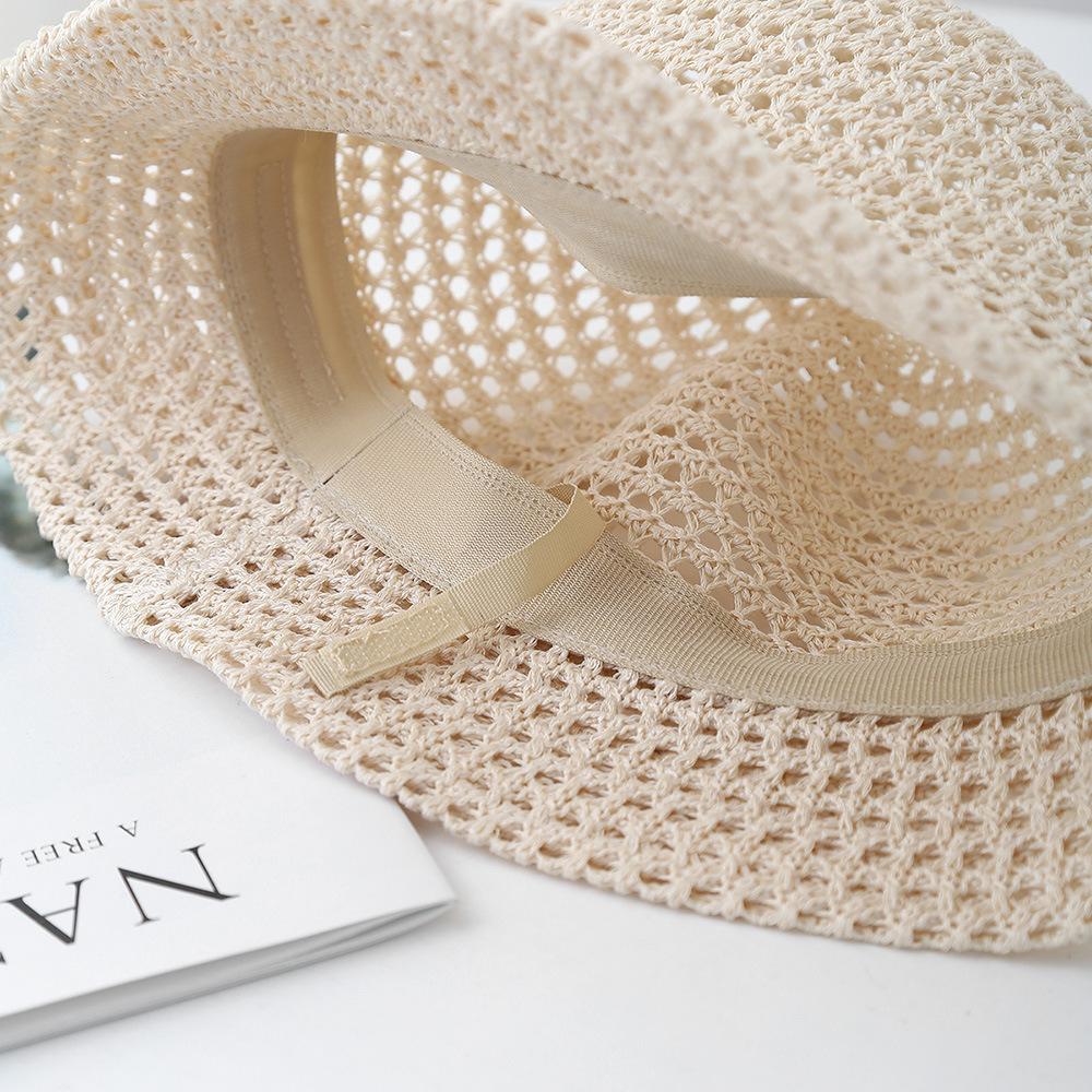 Spring Summer Knitted Bucket Hat For Women Foldable Sun Hat Breathable Beach Cap Outdoor Travel Casual Chic New Sunhat