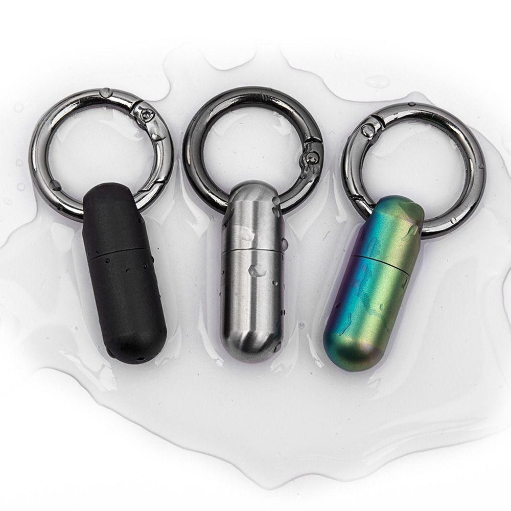 Sealed Design Pure Titanium Pill Box Waterproof Ultra-light Weight Portable Pill Organizer Keyring Attachment Anti-Rust