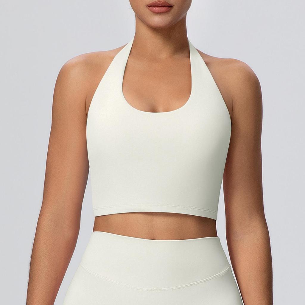 Cloud Feeling Women's Halter Backless Yoga Tank Top with Built-in Chest Pads - Fitness Sportswear
