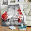 Romantic Eiffel Tower Under the Stars Couple's Embrace Print Blanket, Lightweight and Soft Shawl, Suitable for All Seasons, Perf