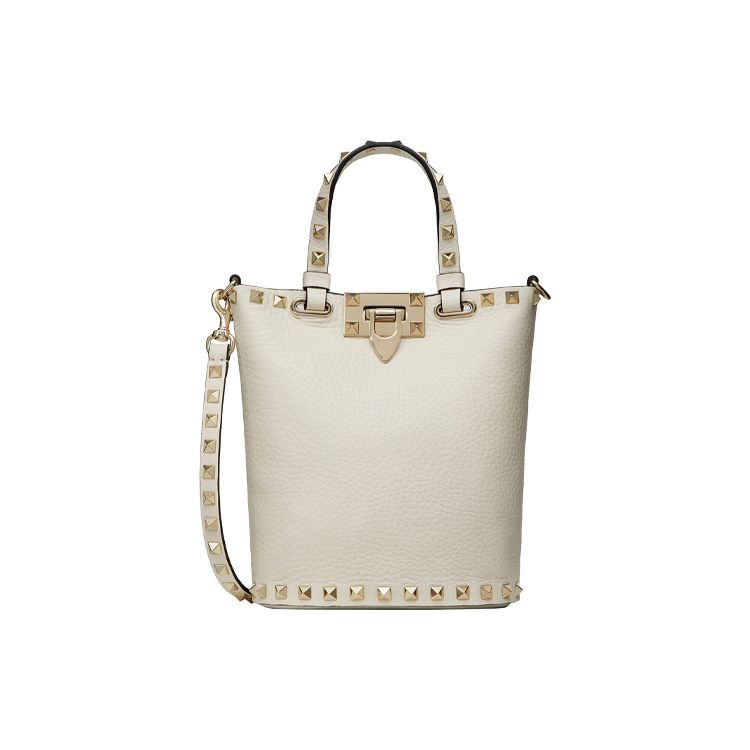 

Valentino Rockstud Grainy Calfskin Shoulder Tote Bag Women tote bags Light-Beige WW2P0-W31VSH-I16 Basic Set (Bag+Dust Bag)