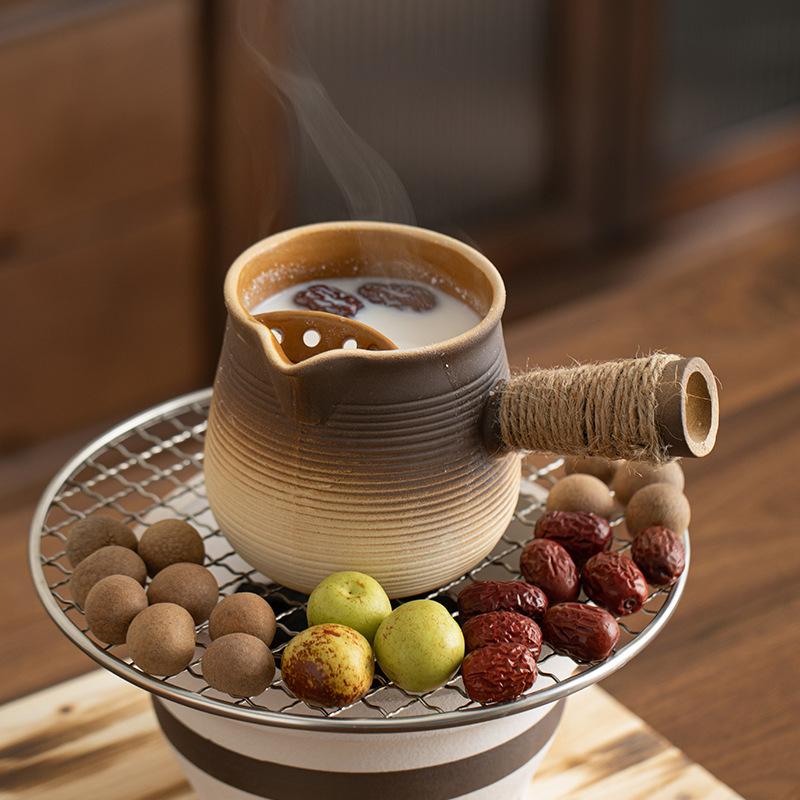 Outdoor Tea Brewing and Milk Roasting Pot New Indoor Ceramic Pot Milk Tea Kettle Charcoal Roaster Set