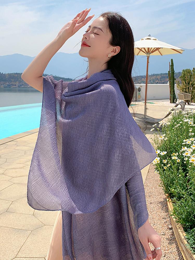 New Cotton Linen Elegant Solid Women Silk Scarf Beach Wrap Shawl Lady Musulman Femme Hijab Bandana Mujer Vacation Scarve Pareo