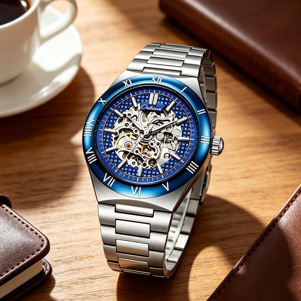 New Fashion Men Automatic Mechanical Watch Waterproof Sports Stainless Steel Skeleton Watches for Man reloj hombre