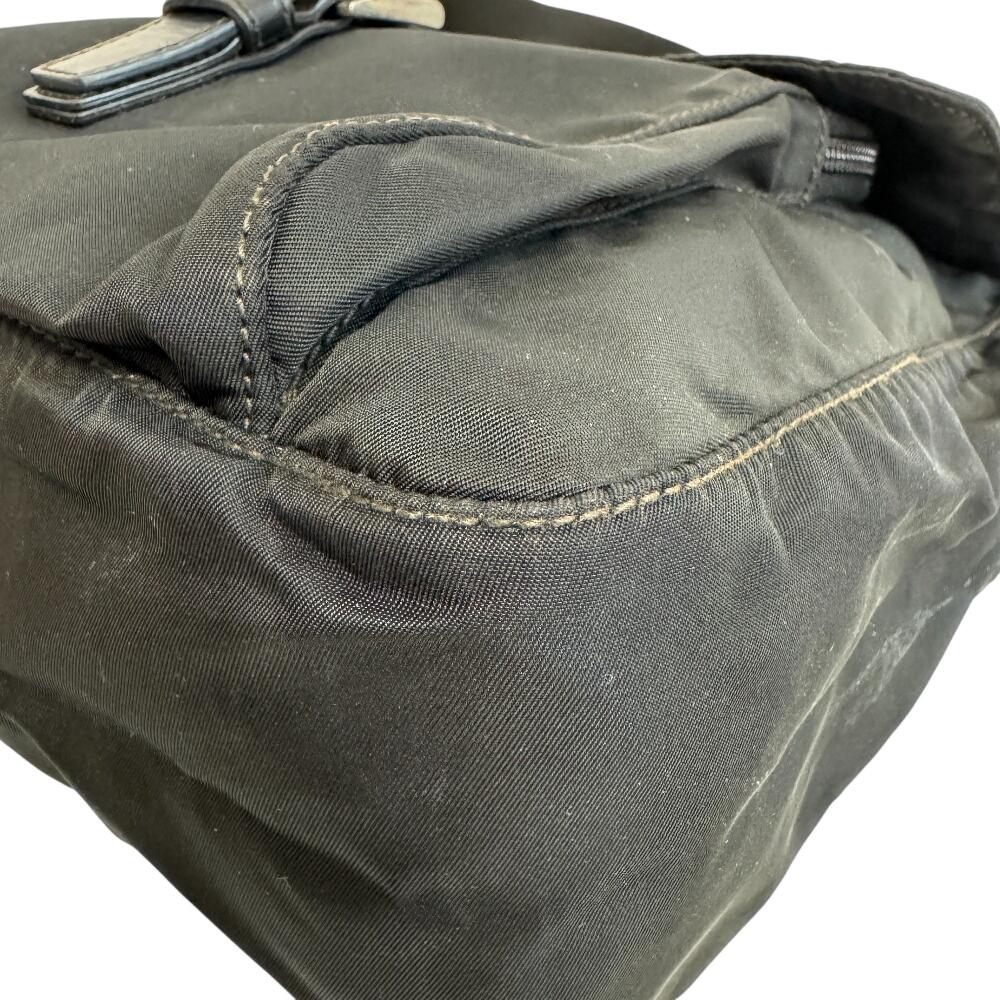 PRADA Triangle With logo Nylon Shoulder Bag black Nylon Used