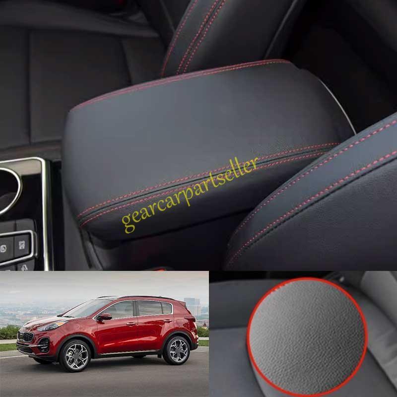 For Kia Sportage 17-2022 Black Red Leather Center Console Armrest Lid Cover