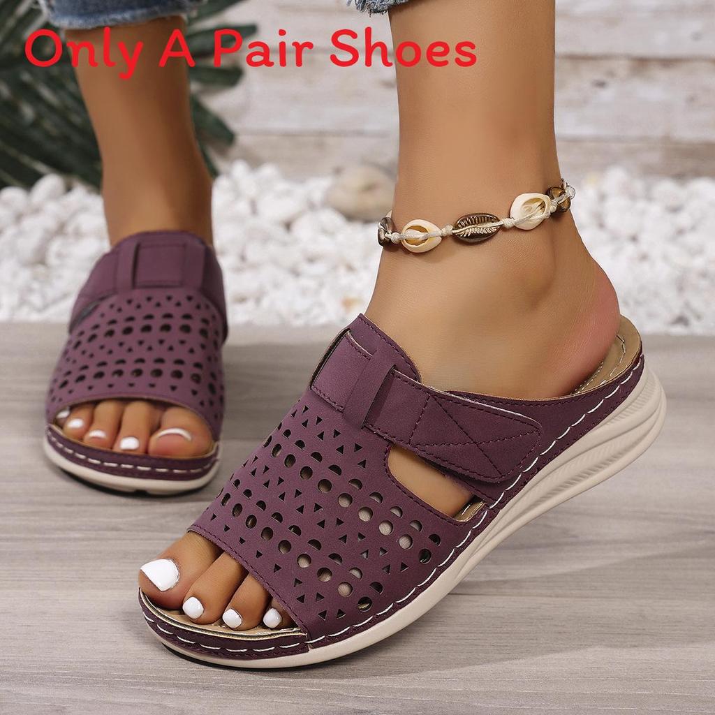 Summer Open Toe Flat Sandals For Women With Thick Sole And Pu Material