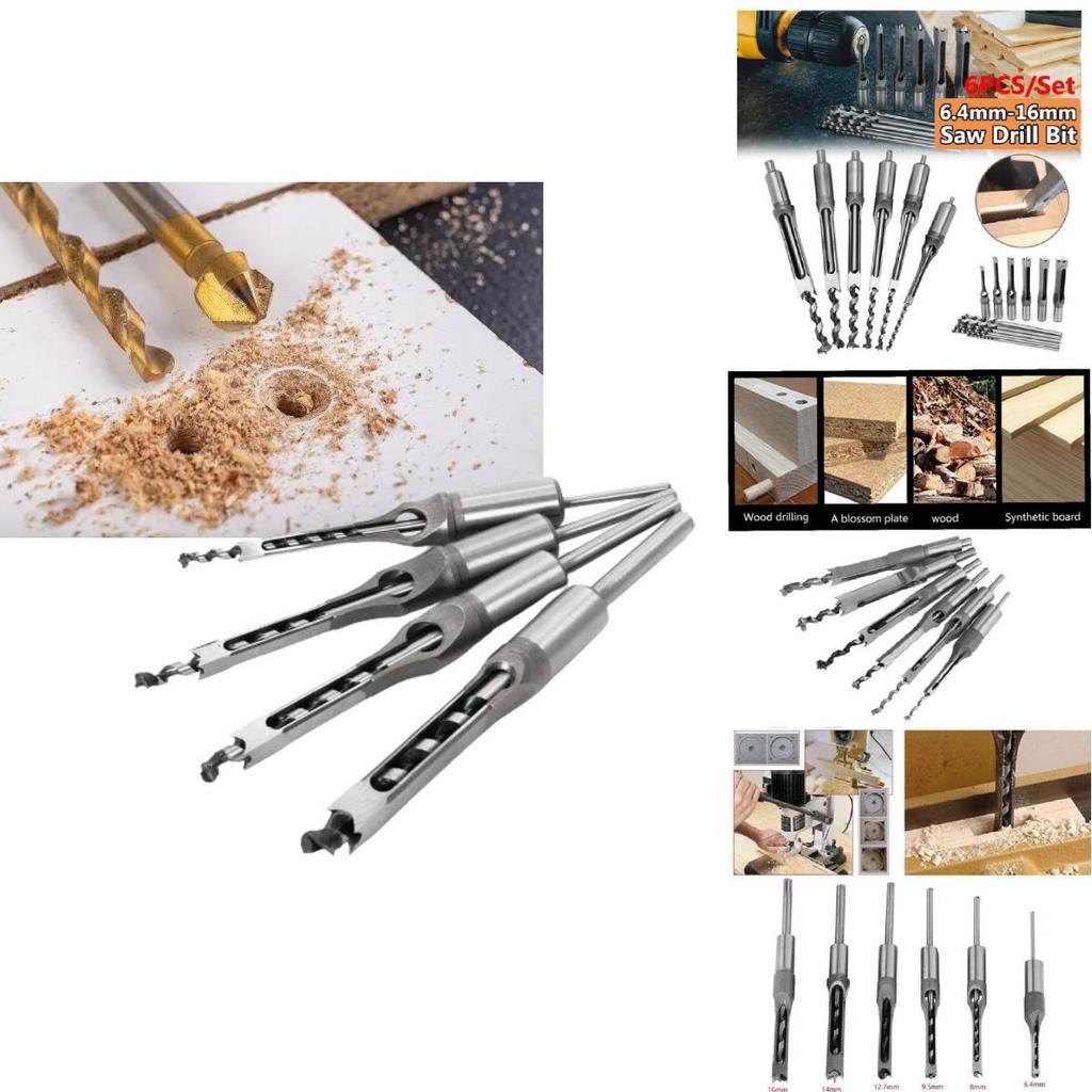 Premium 4-piece Square Hole Drill Set Durable Woodworking Mortise Bits