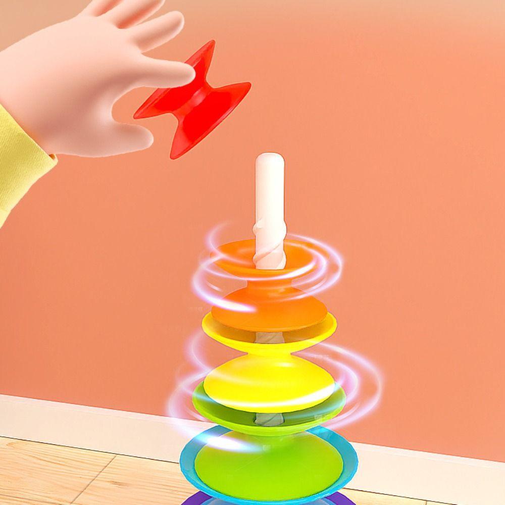 Rotating Rainbow Stacking Toys Ferrule Stacking Blocks Baby Toy  Color Size Cognition