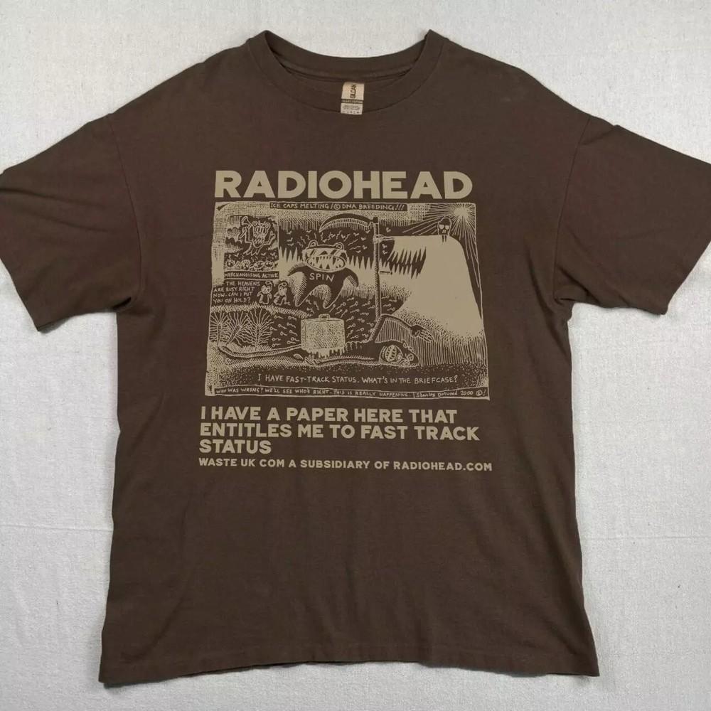 

Футболка унисекс с графическим принтом Radiohead 90-х, коричневая, с коротким рукавом, репринт, размеры S-5XL XXL