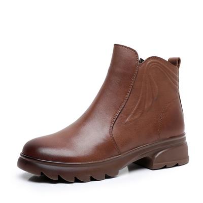 GKTINOO Botines Cortos Mujer 2024 Nuevo Invierno Piel Sintética Botines de Tobillo Mujer Piel Genuina Talla Grande 43 Botines Chelsea para Mujer