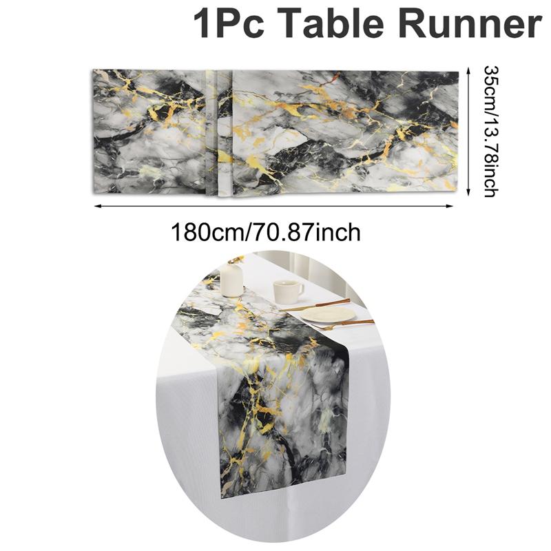 Marble Texture Table Runner White Gray Gold Table Flag,Texture Table Cover for Kitchen Coffee/Dining/Sofa Table Home Decor