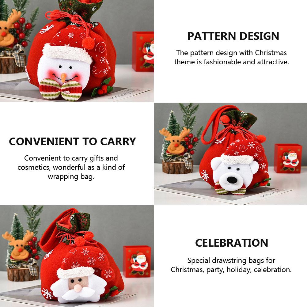 3Pcs Christmas Candy Bags Drawstring Gift Pouches Holiday Party Storage Wrapping Treat Bags Candy Pouch Storage Pouch