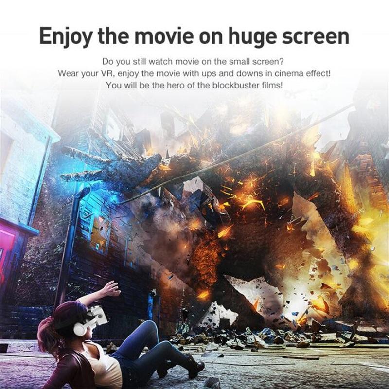 VR 3D Glasses, Head-Mounted for Smartphones, Anti-Blue Light Lenses, Immersive Video Games