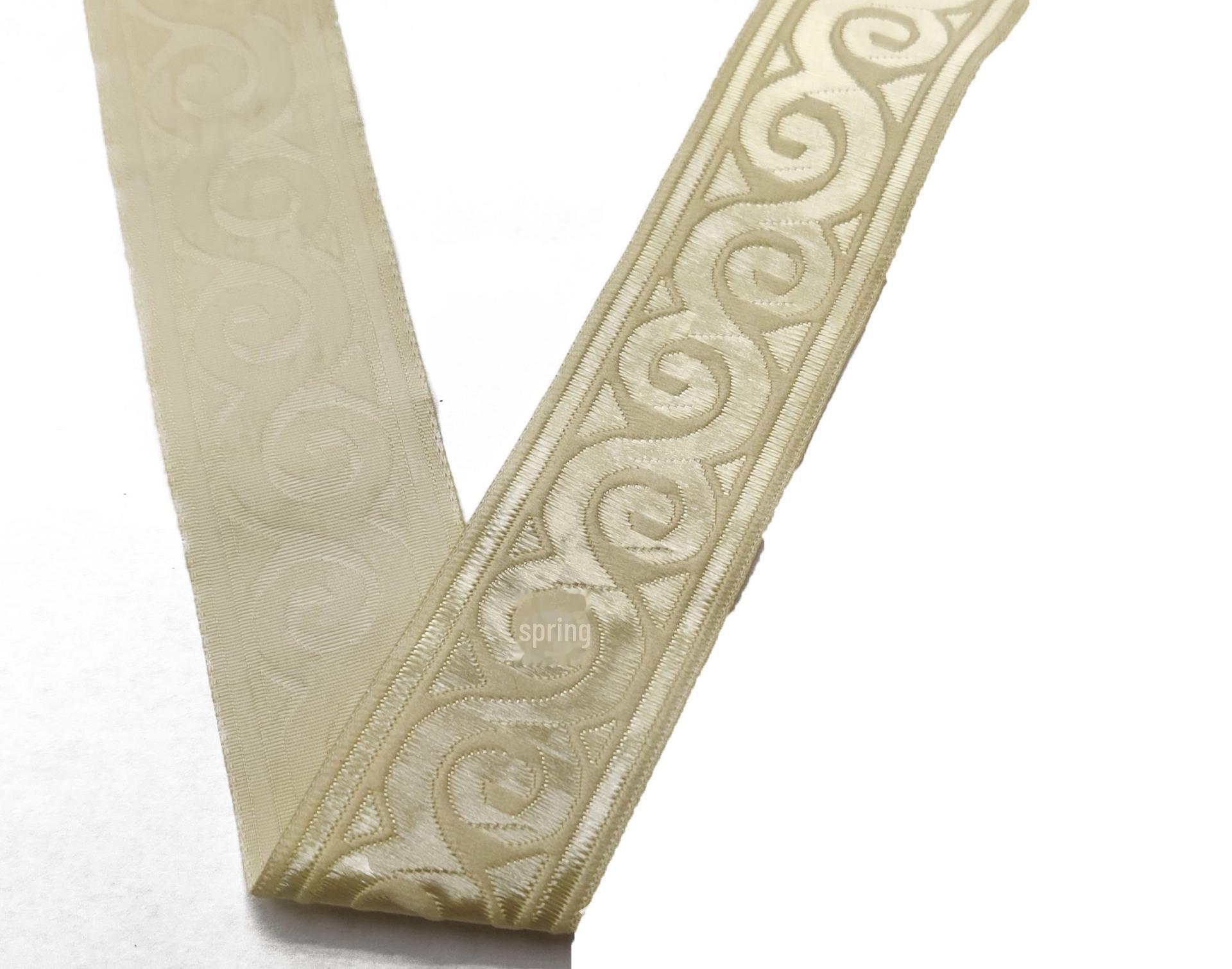 

Этническая жаккардовая кружевная отделка для выреза горловины, манжет и окантовки юбки. W:3.3cm бежевый