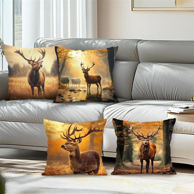 Heimdeko Hirsch in Herbstwaldszenen Kissenbezüge Muster Kissenbezug Geeignet für Sofa Schlafzimmer Auto Kissenbezug