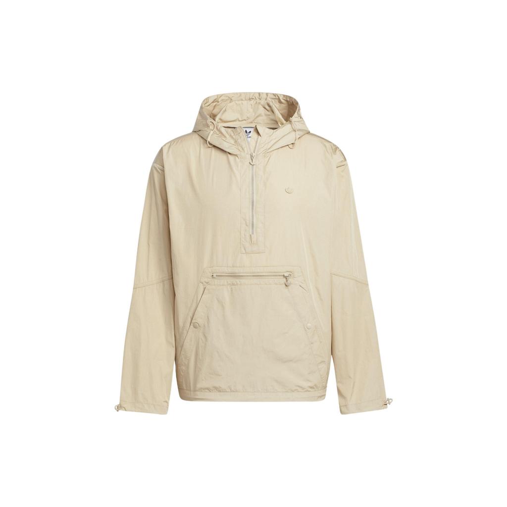 Adidas Originals Trefoil Solid Color Half-Zip Hoodie Long Sleeve Men Tops Coffee HM8044