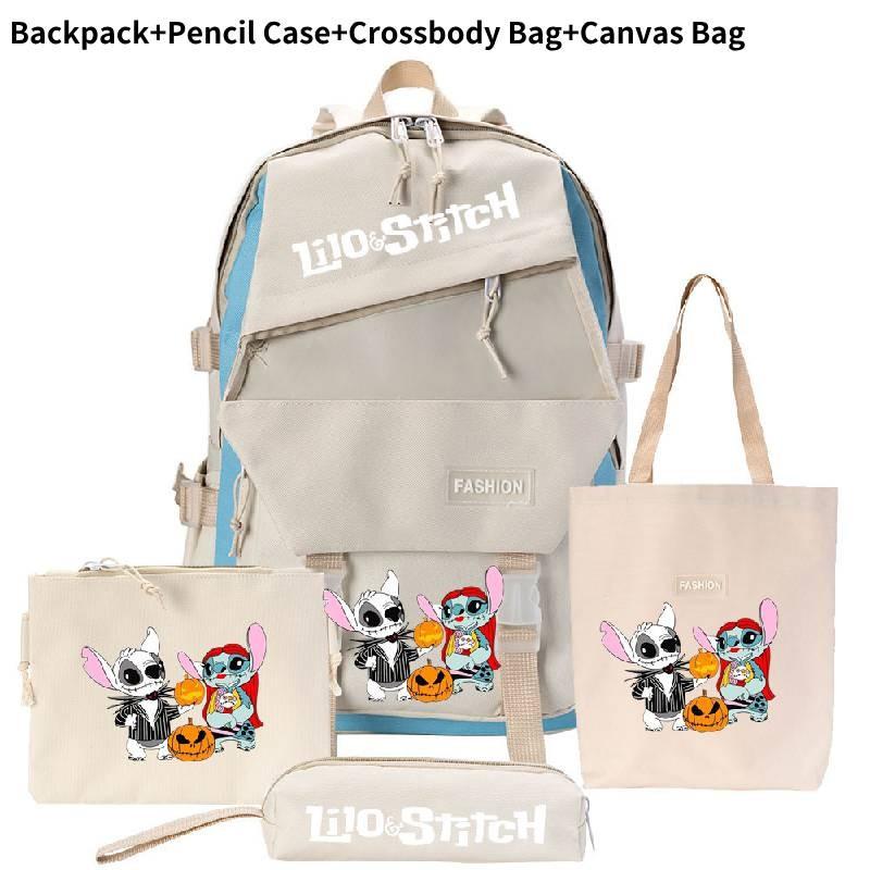 Stylish And Versatile Stitch Backpack Set With Four Unique Pieces For Students