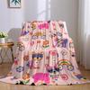 Colorful Puppy & Floral Flannel Blanket Warm Soft Halloween Christmas Couch Warm Cozy Decorative Decor Gift for All Season