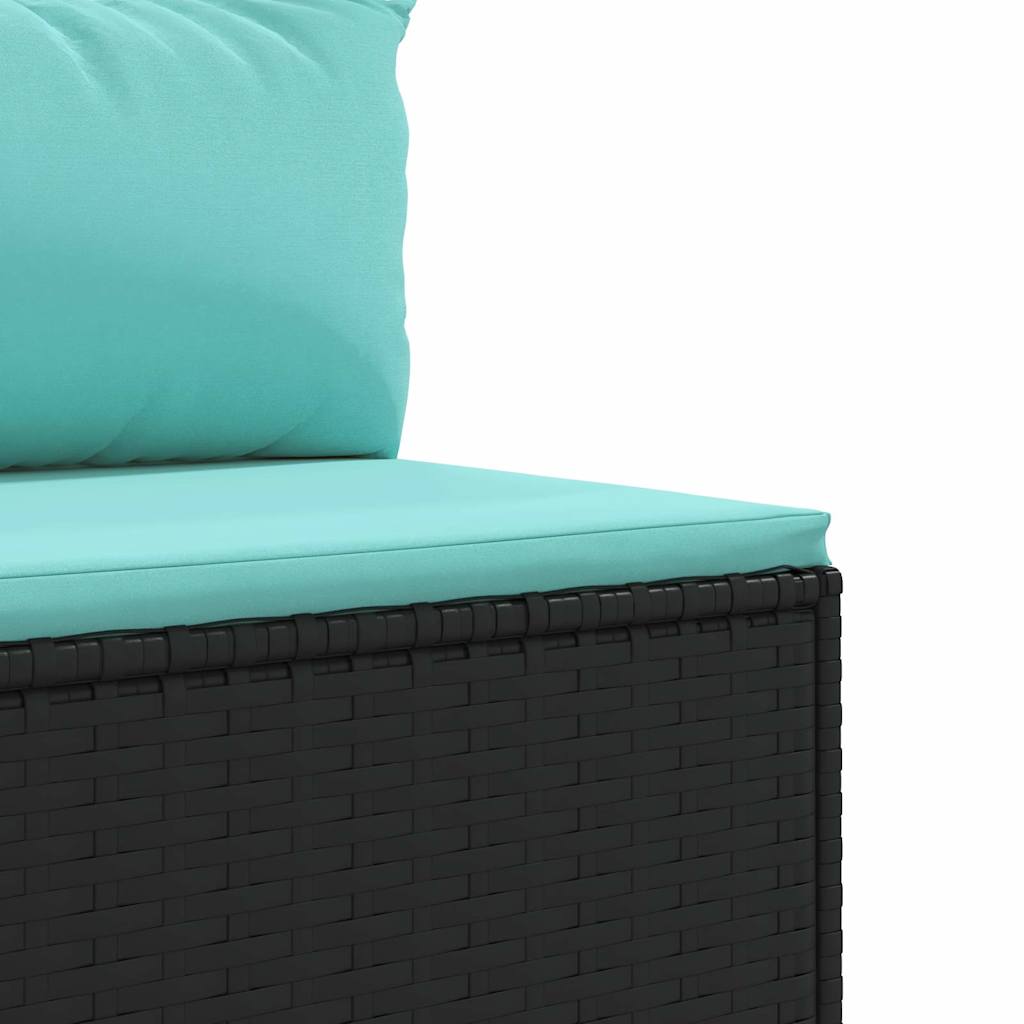 Vidaxl 7-Cz. Garden Lounge Set, Cushions, Black PE Rattan