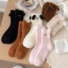 Autumn and Winter Plush Three-dimensional Animal Socks for Women, Cartoon Women's Medium Tube Socks, Thickened Warm Home Sleeping Socks