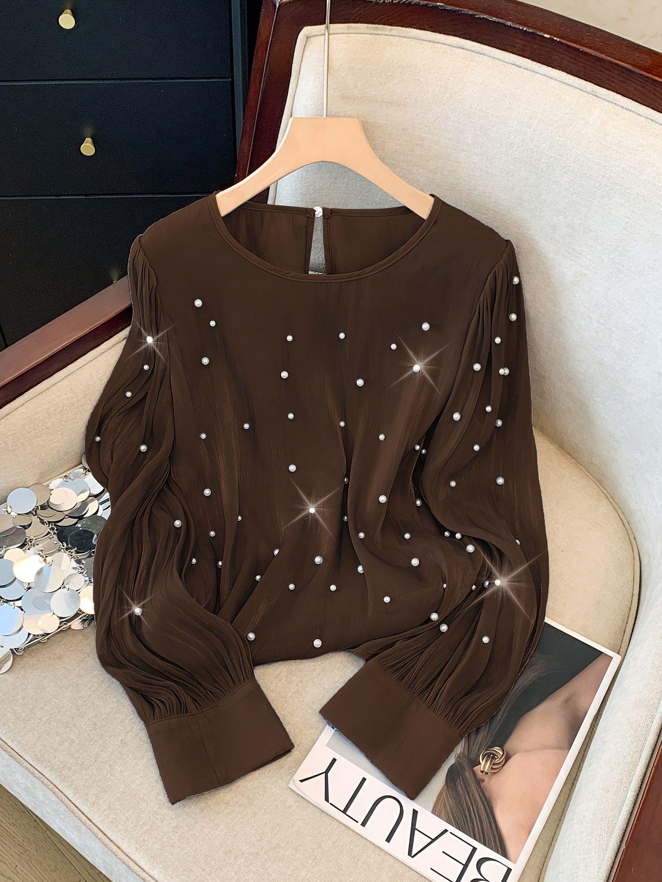 2026 Spring Luxe Patchwork Beaded Plus Size Shirt 5XL
